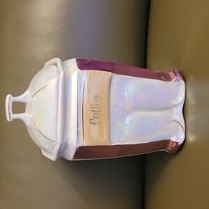 Vtg White Block Art Deco Coffee Lusterware Canister Germany